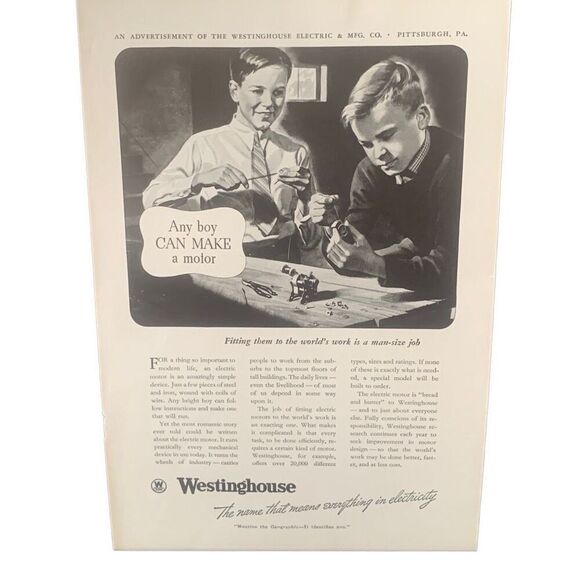 Vintage 1938 Westinghouse Any Boy Ad Advertisement - Picture 2 of 3